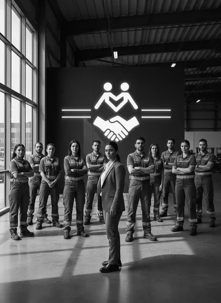 עובדים מקצועיים בסביבת תעשייה מודרנית — כוח אדם ישראלי וזר